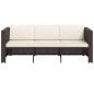 Preview: 4-tlg. Garten-Lounge-Set mit Auflagen Poly Rattan Braun