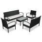 Preview: ARDEBO.de - 5-tlg. Garten-Lounge-Set mit Auflagen Poly Rattan Schwarz