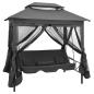 Preview: ARDEBO.de - Gartenschaukel mit Bettfunktion und Dach 220×160×240 cm Stahl