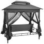 Preview: Gartenschaukel mit Bettfunktion und Dach 220×160×240 cm Stahl