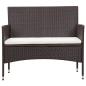 Preview: 5-tlg. Garten-Lounge-Set mit Auflagen Poly Rattan Braun