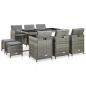 Preview: ARDEBO.de - 11-tlg. Garten-Essgruppe mit Auflagen Poly Rattan Grau