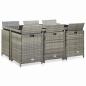 Preview: 11-tlg. Garten-Essgruppe mit Auflagen Poly Rattan Grau