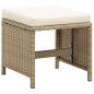 Preview: Gartenhocker 2 Stk. mit Sitzkissen Poly Rattan Beige