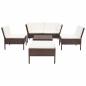 Preview: 6-tlg. Garten-Lounge-Set mit Auflagen Poly Rattan Braun