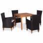 Preview: ARDEBO.de - 5-tlg. Garten-Essgruppe Poly Rattan Schwarz und Braun