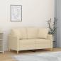 Preview: ARDEBO.de - 2-Sitzer-Sofa mit Zierkissen Creme 120 cm Stoff