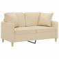 Preview: 2-Sitzer-Sofa mit Zierkissen Creme 120 cm Stoff
