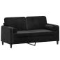 Preview: 2-Sitzer-Sofa mit Zierkissen Schwarz 140 cm Samt