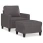 Preview: Sessel mit Hocker Grau 60 cm Kunstleder