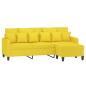 Preview: 3-Sitzer-Sofa mit Hocker Hellgelb 180 cm Stoff