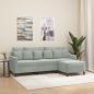 Preview: ARDEBO.de - 3-Sitzer-Sofa mit Hocker Hellgrau 180 cm Samt