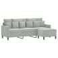 Preview: 3-Sitzer-Sofa mit Hocker Hellgrau 180 cm Samt