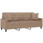 Preview: 3-Sitzer-Sofa mit Zierkissen Cappuccino-Braun 180 cm Kunstleder