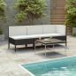 Preview: ARDEBO.de - 3-tlg. Garten-Lounge-Set mit Auflagen Poly Rattan Schwarz