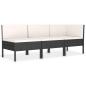 Preview: 3-tlg. Garten-Lounge-Set mit Auflagen Poly Rattan Schwarz
