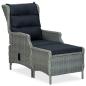Preview: ARDEBO.de - Verstellbarer Gartensessel mit Fußhocker Poly Rattan Hellgrau