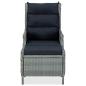 Preview: Verstellbarer Gartensessel mit Fußhocker Poly Rattan Hellgrau