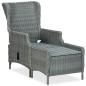 Preview: Verstellbarer Gartensessel mit Fußhocker Poly Rattan Hellgrau