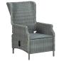 Preview: Verstellbarer Gartensessel mit Fußhocker Poly Rattan Hellgrau