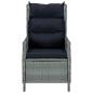 Preview: Verstellbarer Gartensessel mit Fußhocker Poly Rattan Hellgrau