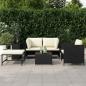 Preview: 4-tlg. Garten-Sofagarnitur mit Auflagen Schwarz Poly Rattan