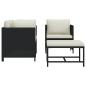 Preview: 4-tlg. Garten-Sofagarnitur mit Auflagen Schwarz Poly Rattan