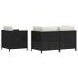 Preview: 4-tlg. Garten-Sofagarnitur mit Auflagen Schwarz Poly Rattan
