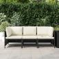 Preview: 3-Sitzer-Gartensofa mit Auflagen Schwarz Poly Rattan