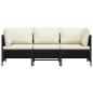 Preview: 3-Sitzer-Gartensofa mit Auflagen Schwarz Poly Rattan