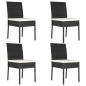 Preview: ARDEBO.de - Garten-Essstühle 4 Stk. Poly Rattan Schwarz