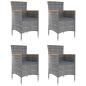 Preview: ARDEBO.de - Garten-Essstühle 4 Stk. Poly Rattan Grau