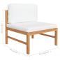 Preview: 2-tlg. Garten-Lounge-Set mit Creme Kissen Teakholz