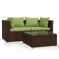 Preview: 3-tlg. Garten-Lounge-Set mit Kissen Braun Poly Rattan