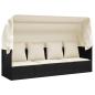 Preview: Outdoor-Loungebett mit Dach und Kissen Schwarz Poly Rattan