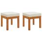 Preview: Gartenhocker mit Kissen 2 Stk. 40x40x42 cm Massivholz Akazie