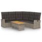 Preview: 2-tlg. Garten-Lounge-Set mit Kissen Grau Poly Rattan