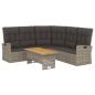 Preview: 2-tlg. Garten-Lounge-Set mit Kissen Grau Poly Rattan