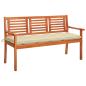Preview: ARDEBO.de - 3-Sitzer-Gartenbank mit Auflage 150 cm Massivholz Eukalyptus