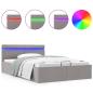 Preview: Bett mit Bettkasten Hydraulisch LED Hellgrau Stoff 120x200 cm