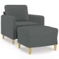 Preview: Sessel mit Hocker Dunkelgrau 60 cm Stoff