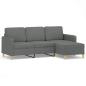 Preview: 3-Sitzer-Sofa mit Hocker Dunkelgrau 180 cm Stoff