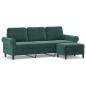 Preview: 3-Sitzer-Sofa mit Hocker Dunkelgrün 180 cm Samt