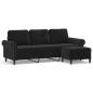 Preview: 3-Sitzer-Sofa mit Hocker Schwarz 180 cm Samt