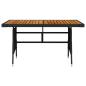 Preview: Gartentisch Schwarz 130x70x72cm Poly Rattan & Massivholz Akazie