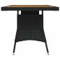 Preview: Gartentisch Schwarz 130x70x72cm Poly Rattan & Massivholz Akazie