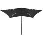 Preview: ARDEBO.de - Sonnenschirm mit LEDs und Stahl-Mast Schwarz 2x3 m
