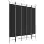 Preview: 5-tlg. Paravent Schwarz 200x220 cm Stoff