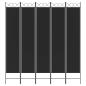 Preview: 5-tlg. Paravent Schwarz 200x220 cm Stoff