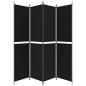 Preview: 4-tlg. Paravent Schwarz 200x220 cm Stoff